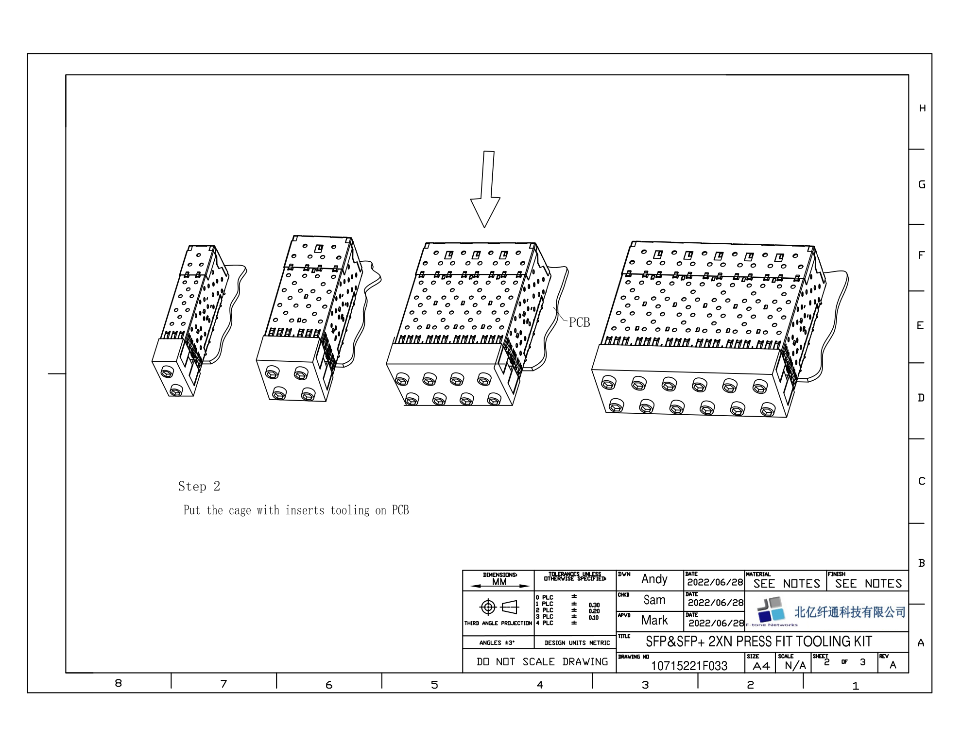 Step 2 - Put cage with inserts tooling on PCB