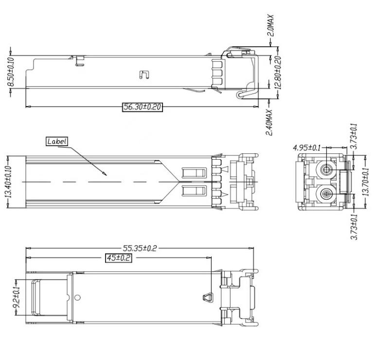 FTCS-T1312 SFP 机械尺寸工程图