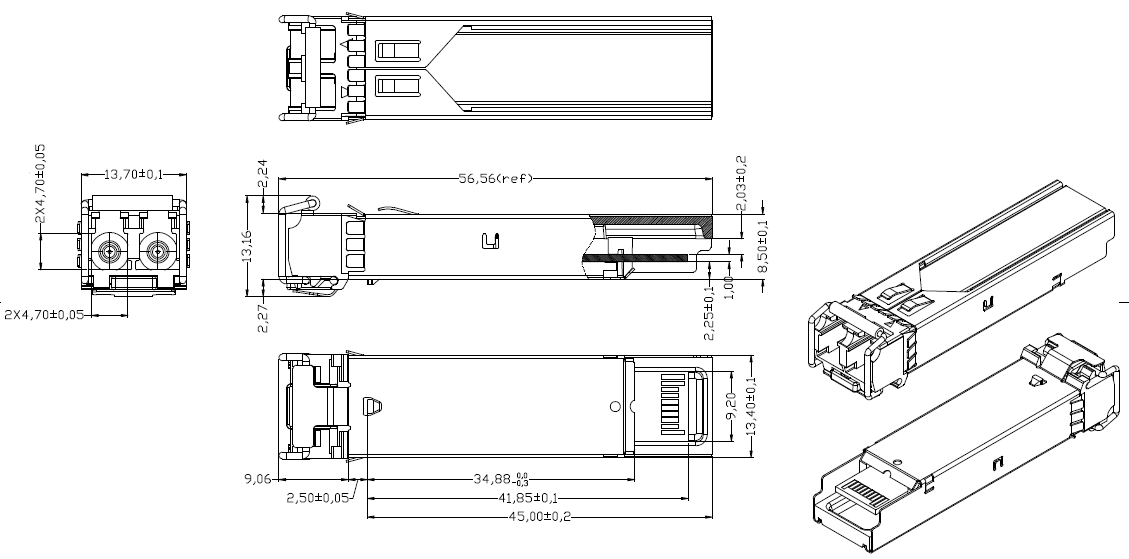 FTCS-13L2 SFP 机械尺寸图