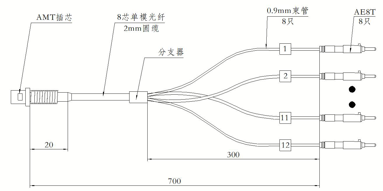 AMT-AE8T 8芯分支跳线外形