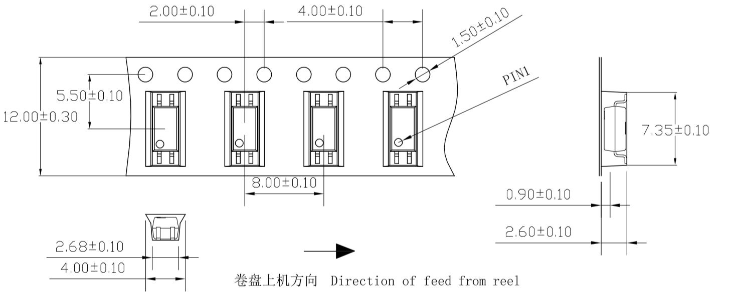 图12 编带包装示意图A Figure 12 - Taping Packing Schematic A (FTPC217x-(R))