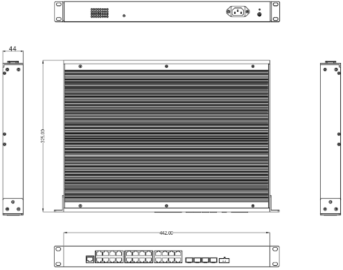FT-YRD424GST2-N-SFP-GC 5 视角工程线稿图