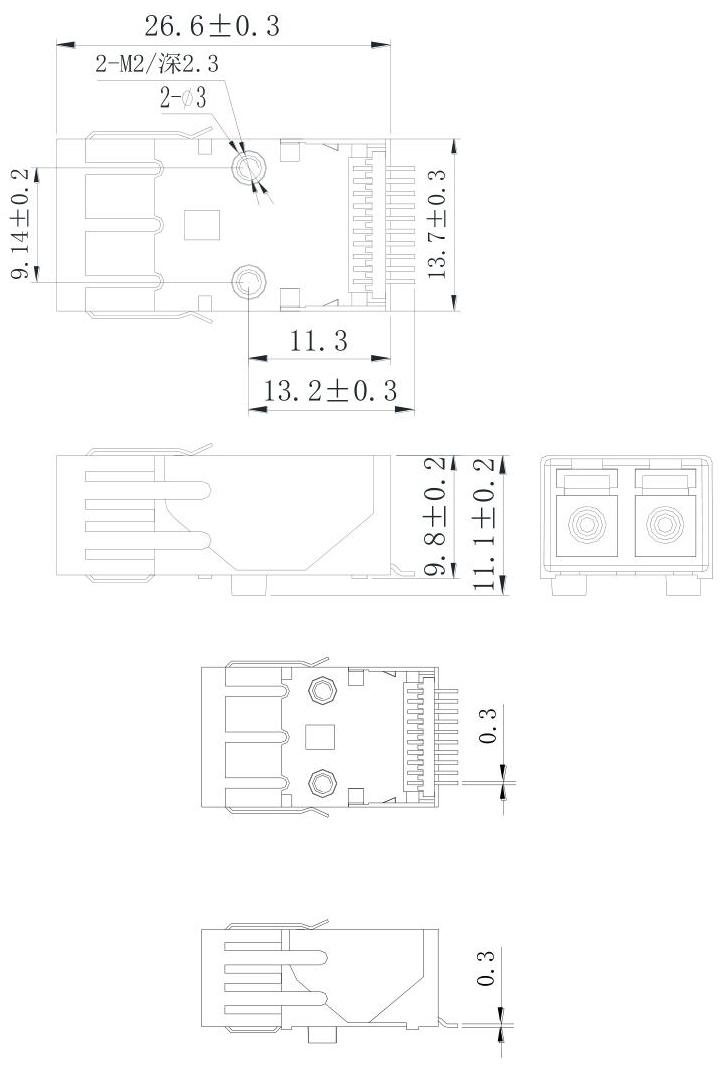 FTRS-M13L1-02xx CWDM波长外型尺寸图 CWDM Dimension Drawing