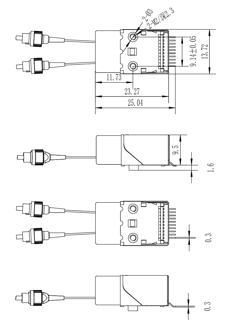 FTRS 1x9 FC 尾纤 外型尺寸图