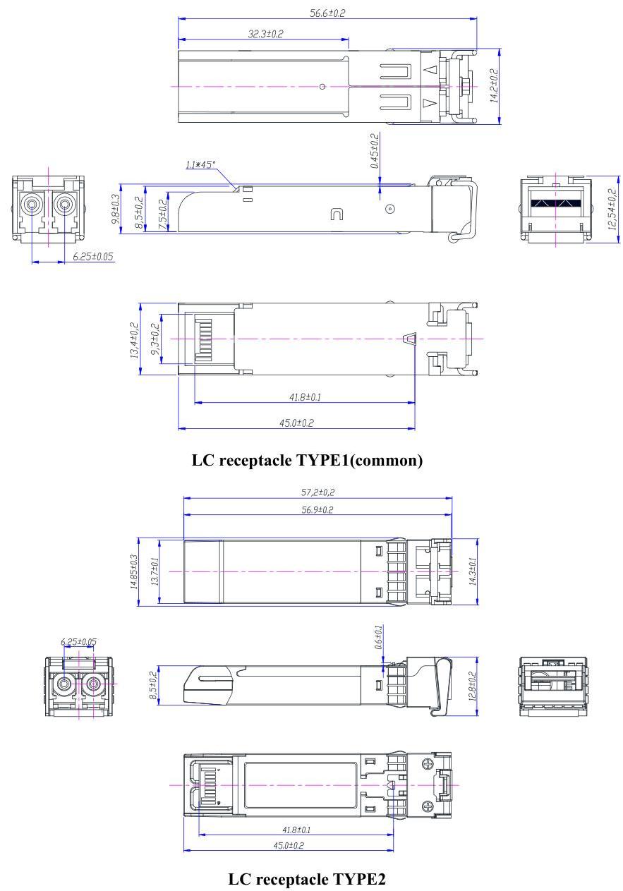 FTCS-xx12-xxDxx Module Outline Drawing (Units in mm)