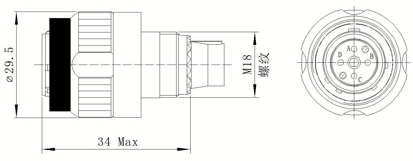 FS801-13P04ACN Plug - Outline Drawing