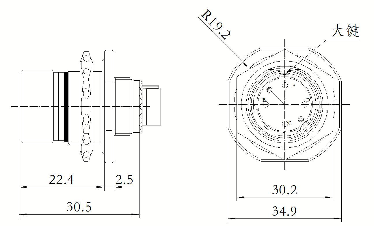FS801-13J04ACN Socket - Outline Drawing