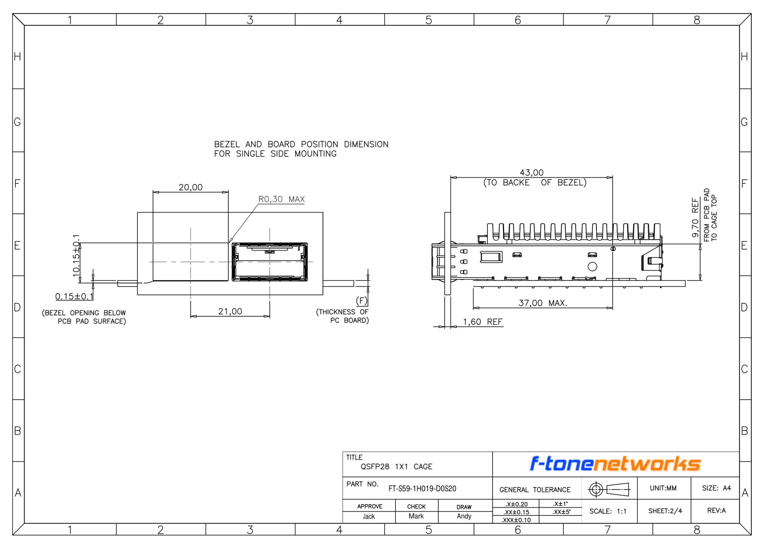 FT-S59-1H019-D0S20 QSFP28 1X1 CAGE - Page 2