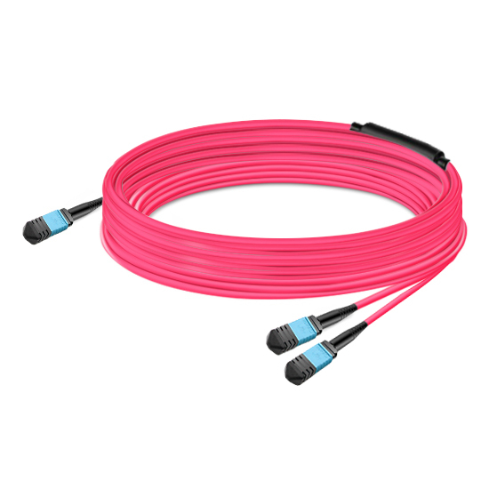 NVIDIA MFP7E20-N030 Compatible 30m (98ft) 8 Fibers Low Insertion Loss Female to Female MPO12 to 2xMPO12 Polarity B APC to APC LSZH Multimode OM3 50/125