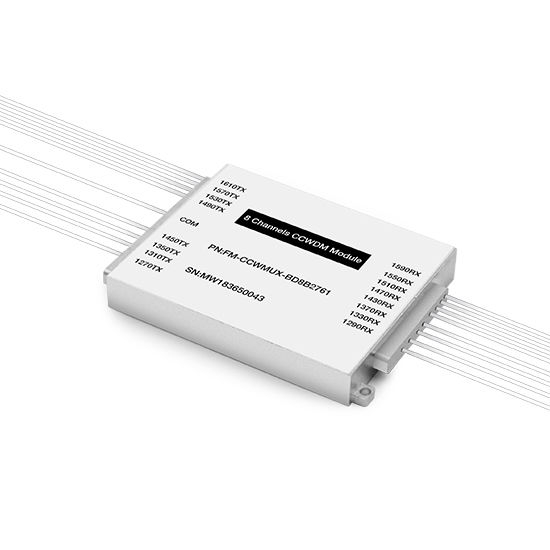Passive CCWDM Single Fiber Wavelengths Mux Aluminum Box Module 8CH 16 Wavelengths (TX: 1270/1310/1350/1450/1490/1530/1570/1610nmnm RX: 1290/1330/1370/1430/1470/1510/1550/1590nm)