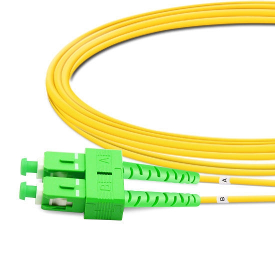 2m (7ft) Duplex OS2 Single Mode LC APC to SC APC PVC (OFNR) Fiber Optic Cable