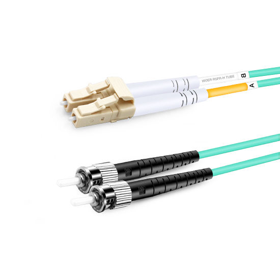 10m (33ft) Duplex OM3 Multimode LC UPC to ST UPC PVC (OFNR) Fiber Optic Cable