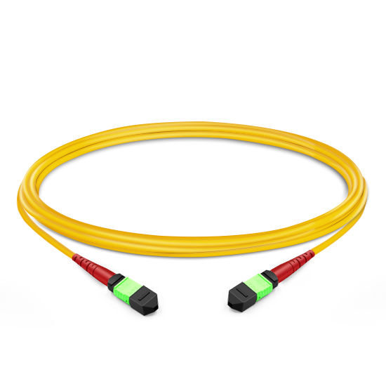 3m (10ft) 24 Fibers Female to Female Elite MTP Trunk Cable Polarity A Plenum (OFNP) OS2 9/125 Single Mode for 100G CPAK LR Connectivity