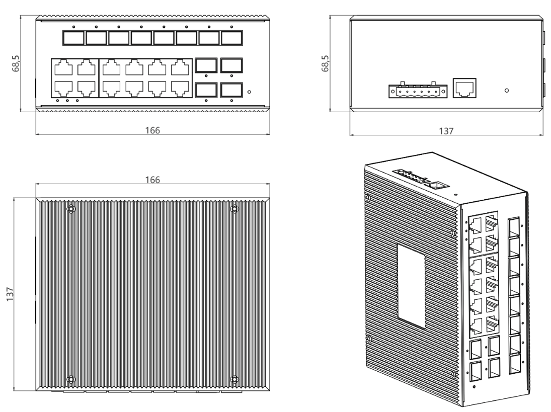 FT-YZX1212BGS-SFP Dimensions
