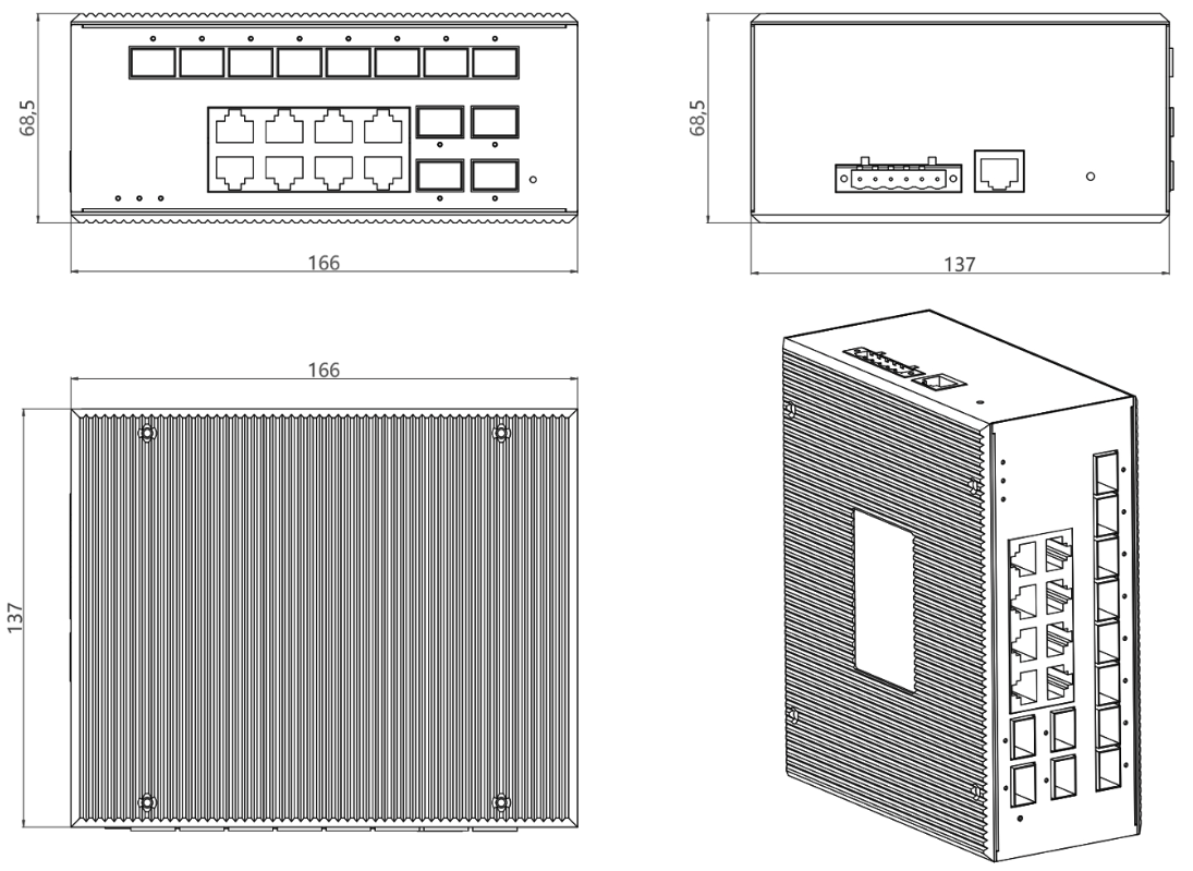 FT-YZX128BGS-SFP Dimensions