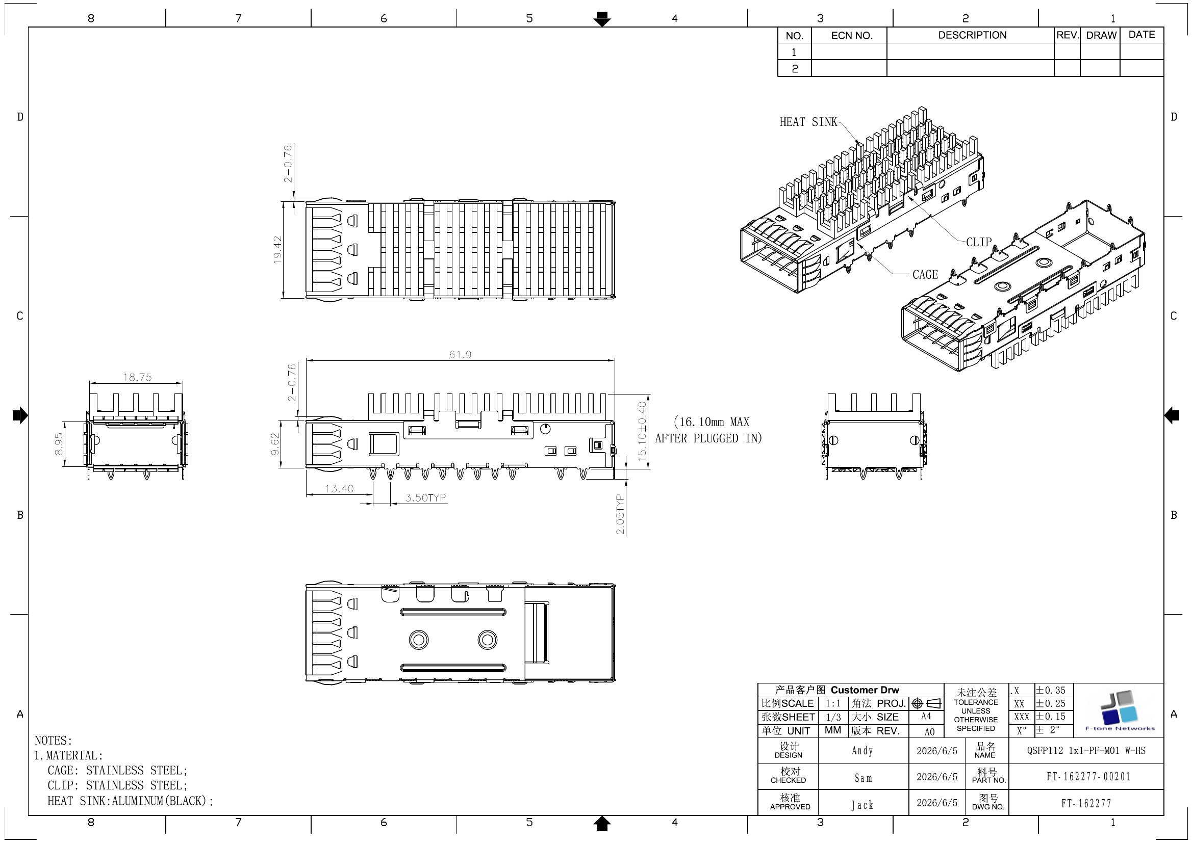 FT-162277-00201 technical drawing page 1
