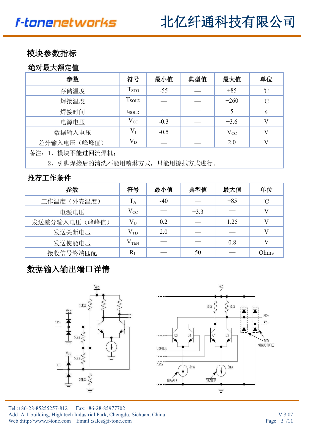 FTFC-Bxxxx-xxx Single Fiber BiDirectional SMD Optical Transceiver Module LCC48 FC