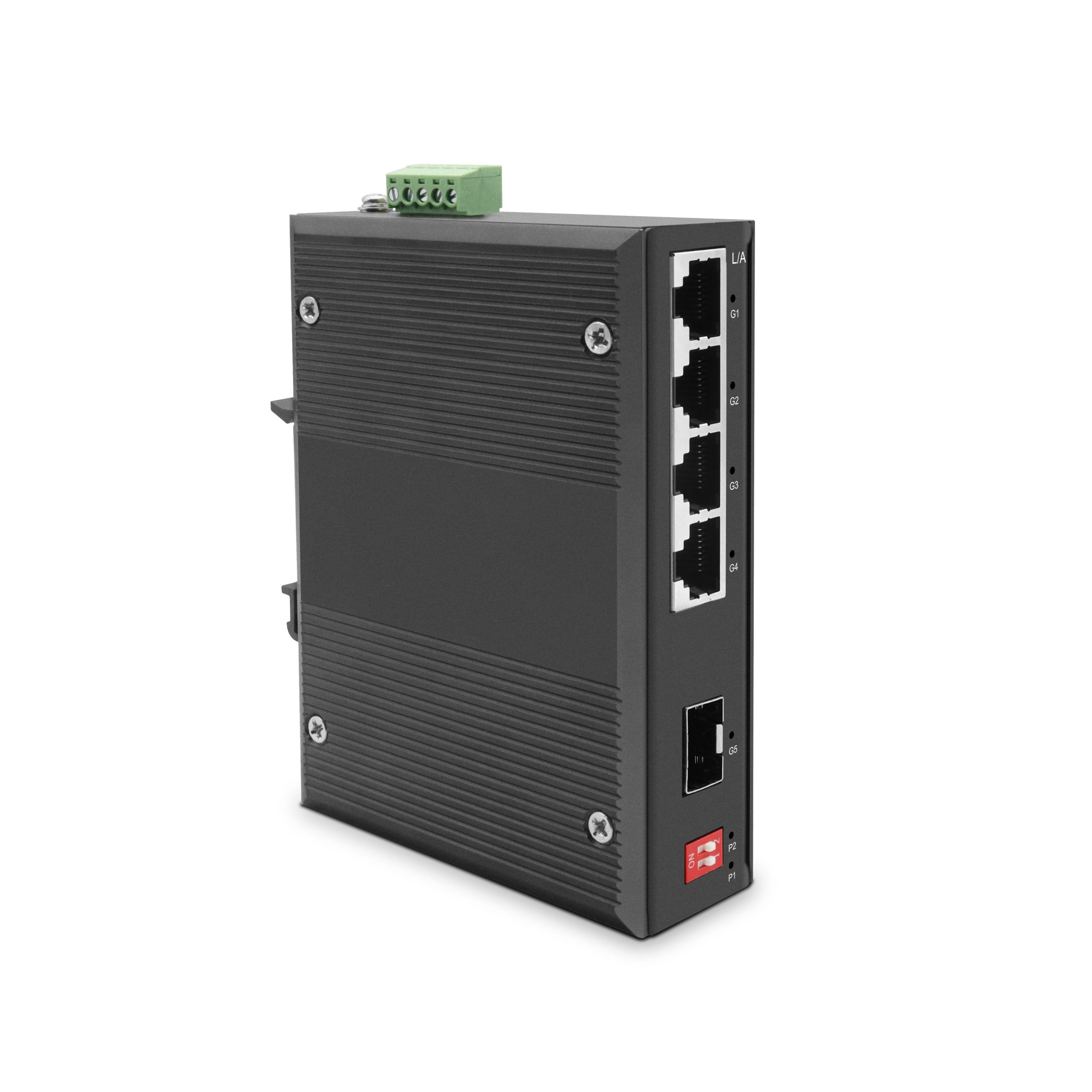 FT-1GF4GE-A1-SFP 5-Port Industrial Ethernet Switch 1xGigabit SFP + 4xGigabit RJ45 DIN Rail