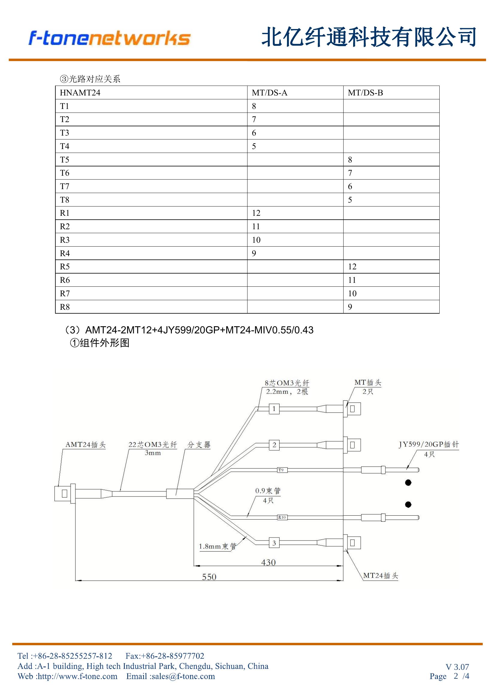 AMT24-2MT12+4JY599 组件外形图及接点排列