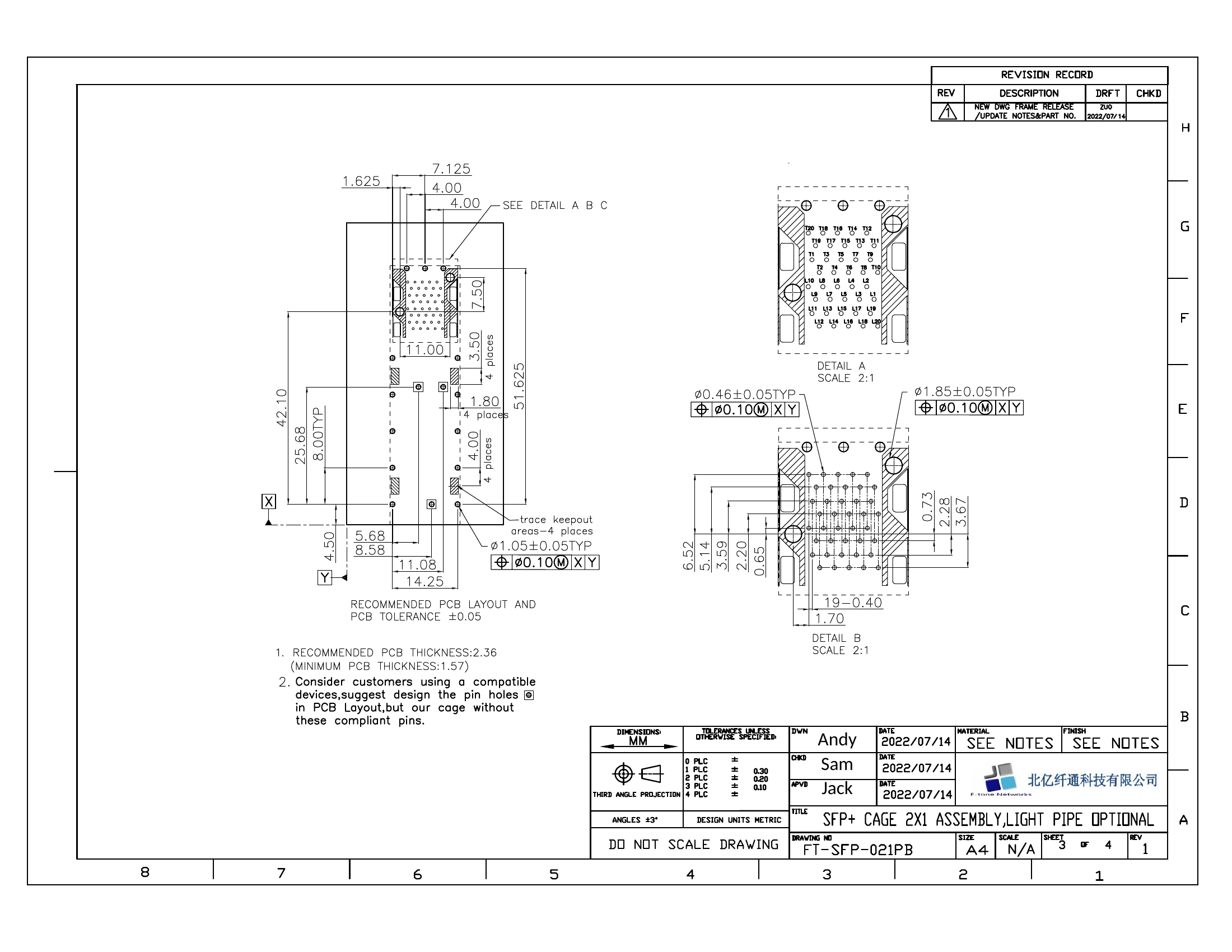 FT-SFP-021PB 推荐 PCB 布局 FT-SFP-021PB PCB 布局图